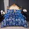 Herside Dark Blue Jacquard Duvet Cover Set Double Bedding Set