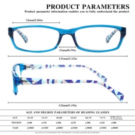 VIDEBLA 5 Pack Computer Reading Glasses Men and Women Anti Eyestrain Blue Light Blocking Glasses for Reading (5 Blue, 3.0)