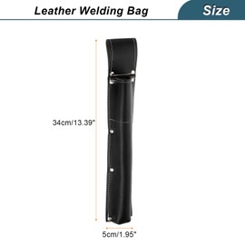 HARFINGTON Welding Rod Pouch 13.39" x 1.97" x 11.02" Leather Electrode Holder Welding Rod Electrode Waist Bag with Rivets Reinforced for Storage Welding Tools, Black