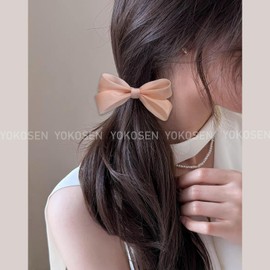Yokosen Hair Tie, Ribbon, Pink Hair Elastic, Set of 2, Stylish, Hair Clip, Elastic, Hair Accessory, Cute, Energetic, Fluffy, Korean Style, Girls, Ponytail Ring, Bun, Hair Band, Hair Accessory, Elastic