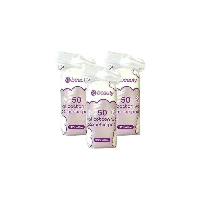 50 Oval Cotton Wool Cosmetic Pads, 100% Cotton - Face