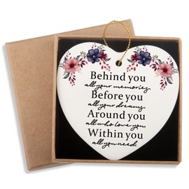 Graduation Gifts for Her Behind You All Your Memories Ceramic Heart Keepsake Encouragement Inspirational Gifts for Women Daughter Sister Niece Best Friends BFF