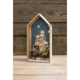 Rayher Hobby Rayher Hobby Rayher Holzmotive Baum und Hirsch, Holz FSC zertifiziert, 6-teilig, 3 - 18,5 cm, Holzdeko Weihnachten, 46322000