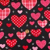 Unbranded Red and Pink Patterned Hearts on Black Valentine's Day