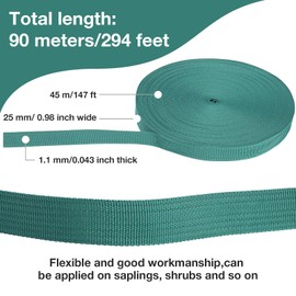 Shappy Tree Tie Strap Garden Tie Webbing Strap Garden Tie Plant Supports Tree Tie Staking for Outdoor Use, Plant Supports, Grafting, Straightening Supplies (Dark Khaki,295 Feet x 1 Inch)