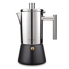Easyworkz Diego Stovetop Espresso Maker Stainless Steel Italian Coffee Machine Maker 6Cup 10 oz Moka Pot Induction Espresso Pot
