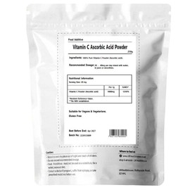 UKHealthHouse Pure Vitamin C Powder – 100% Food Grade Ascorbic Acid Powder– Non-GMO, Vegan Friendly, High Strength Vitamin C Supplement for Immune Support, Skin Health & Antioxidant Protection – 250g