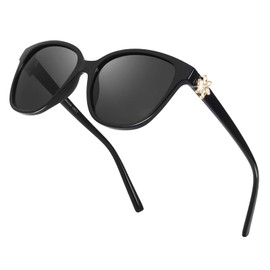 TJUTR Trendy Polarized Sunglasses for Women, Retro Fashion Cat-eye Designer Shades with UV Protection TS1205