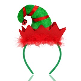 YARIEW Elf Hat Headbands for Women with Bell Cute Elf Costume Hats Hair Hoop for Christmas Holiday Party Hair Accessories Favors