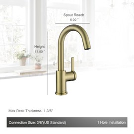 AguaStella AS1010CB Champagne Bronze Faucet or Prep Kitchen Sink Faucet with Single Handle
