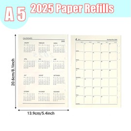 2025 Refill Paper, 176 Sheets A5 Lined Paper Refill Paper 2025 Weekly Planner Insert A5 6 Holes Diary Refill Inserts Calendar Insert Notebook Inserts for Notebook, Diary, Sketch, Painting