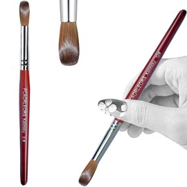 PCUORLEORS Acrylic Nail Brush with Pure Kolinsky Sable Hair and Red Wood Hand, Round/Flat Professional Gel Brush for Acrylic Power and Nail Extension Size #8,10,12 (#8)