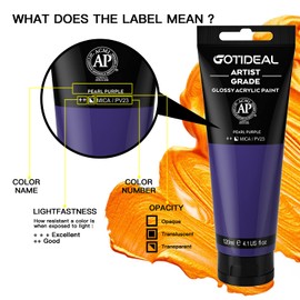 GOTIDEAL Metallic Acrylic Paint Pearl Purple Tubes(120ml, 4.1 oz) Non Toxic Non Fading,Rich Pigments for Painters, Adults & Kids, Ideal for Canvas Wood Clay Fabric Ceramic Craft Supplies
