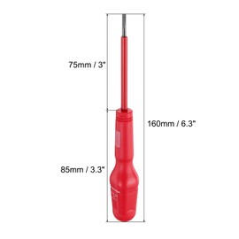 sourcing map 5pcs 1000v Insulated Electrician Screwdriver 3x75mm CR-V Magnetic Slotted Flat Head Insulation Screwdrivers, Red