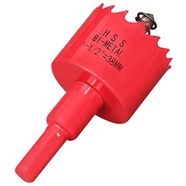Bi-Metal Hole Saw 1 1/2 Inch, 35 mm Cutting Depth HSS Hole Cutter for Cutting Wood, Plastic, Drywall, Plasterboard and Soft Metal Sheet, Red