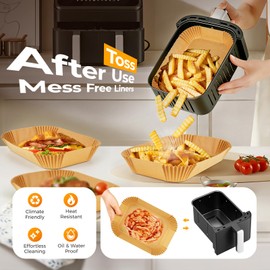 125Pcs Air Fryer Liners Disposable for Dual Basket, 8x5.5 Inch Rectangle Parchment Paper for Ninja DZ201 DZ401, Chefman/COSORI 2-Basket Air Fryer, Oil Proof Paper Liner by Vailnd