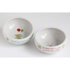 Pottery House Easy to Scoop Side Dish Pot, Ranran Land, White, 3.7 inches (9.5 cm), Pack of 2