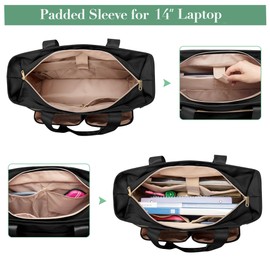 Fasrom Teacher Tote Bag for Work Women, Large Teacher Utility Bag with Padded Sleeve for up to 14 Inches Laptop and Teacher Supplies, Black