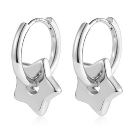 ALEXCRAFT Hoop Earrings Heart Earrings 14K Gold-Plated / Silver 925 Hanging Small Women's Gift for Women Girlfriend Mum Girls, Brass, No Gemstone