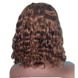 JcziJcx Real Hair Wig, Short Glueless Wig, Human Hair, Lace Front Wig, Bob Wig, 4x4 Lace Closure Wig, P4/30, Body Wave Wig, Ombre Brown Human Hair Highlight Wig, Brazilian Hair, 10 Inches (25