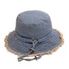 BLUEGLORY Light Blue Cotton Denim Distressed Bucket Hat, Sun Hat,