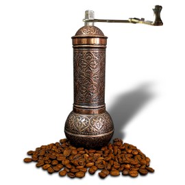 Manual Coffee Grinder, Refillable Turkish Style Coffee and Pepper Grinder, Manual Coffee Mill with Foldable Handle (Dark Brown)