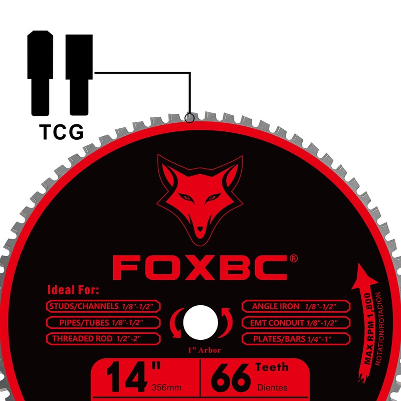 FOXBC 14 Inch Metal Steel Cutting Saw Blade 66 Tooth