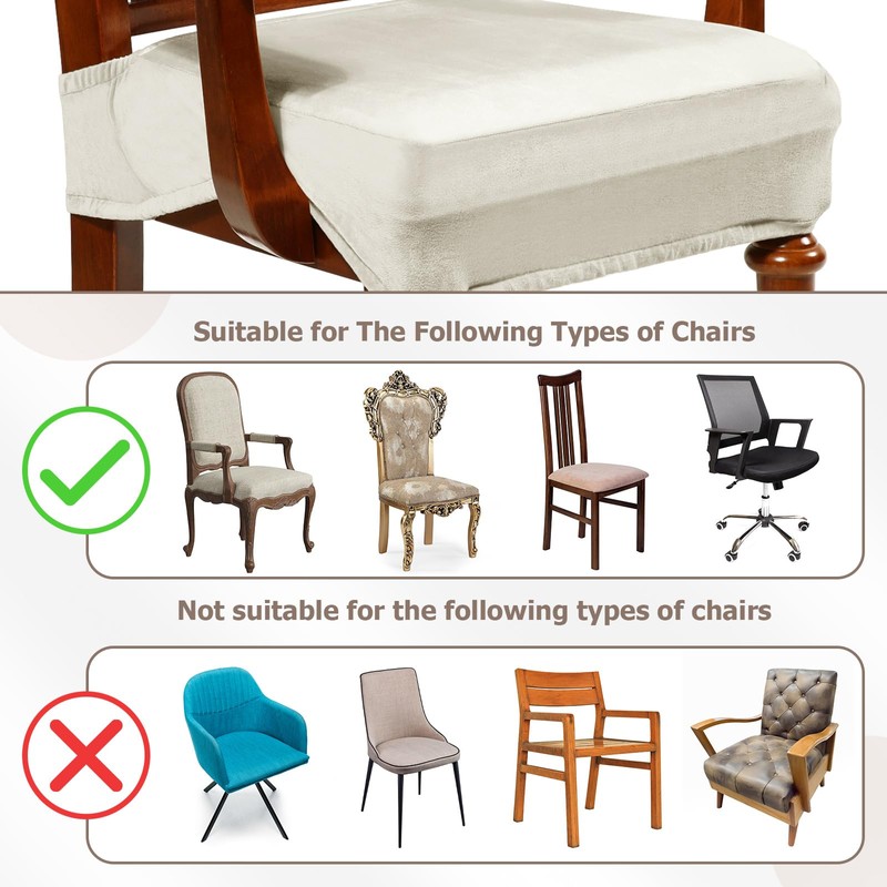 Havawish Large Velvet Dining Room Chair Seat Covers with Armrest