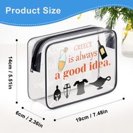 Greece Travel Gifts Makeup Bag Greece Gifts for Friends Sister Europe Travel Gifts for Girls Women Greece Souvenirs Greece Vacation Gift PVC Cosmetic Bag Graduation Gift Clear Zipper Toiletry Pouch