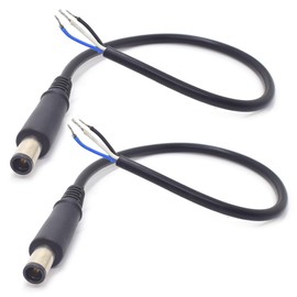 ELNONE 2PCS 7.4mm x 5mm Male Plug to Bare Wire Open End,3 Wires Charger Pigtail Wire Cable Repair Adapter Pigtail Cable for HP,Dell Laptop DC Power Supply Replacement