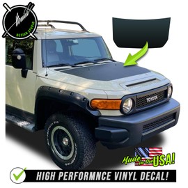 BENINI DESIGN STUDIO Black Matte Black Hood Blackout Decal Vinyl Racing Stripe Kit Graphics Sticker Compatible with Toyota FJ-Cruiser 2007-2015 (White)