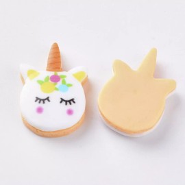The Slippery Pearl Unicorn Cabochons Sugar Cookie Flat Back Flatback Findings 23mm Cabs 4pcs