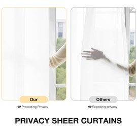 Anmao Non-See-Through Pure White Privacy Curtains for Living Room 90 Inch Length 2 Panels Set, Semi Sheer Light Filtering Window Curtains Drapes for Bedroom, 52 Inch Wide Each Panel