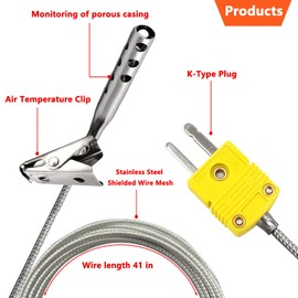 TL3163K K Type Thermocouple Temperature Sensor Probe Stainless Steel k-Type thermocouple Probe Range from -40℉ to 850℉ k Type Air Probe