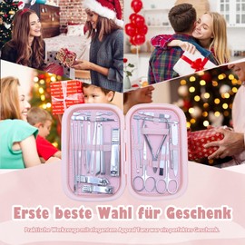 Manicure Set, Manicure Pedicure Set - 24 Pieces, Nail Clippers Set Nail Set Men Care Set Nail Case Nail Clippers Stainless Steel Portable Travel Bag Made of PP Gift Box for Travel (Pink)