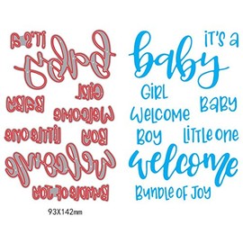1set Welcome it is a Baby Girl boy Sentiment Dies cuttings+ Clear Stamp Metal Scrapbooking Stencils Die for DIY Embossing Photo Album Decorative DIY Paper Cards Making Craft