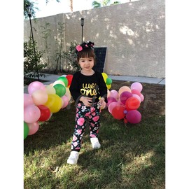 Shalofer 1st Birthday Girl Outfit Baby Girls First Birthday Outfit Wild One Floral Shirt(Black Long, 6-12 Months)