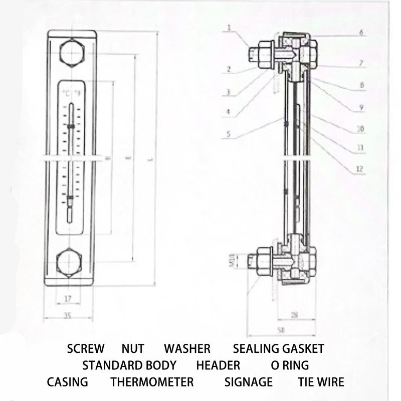Oil Level Gauge Water Liquid Level Temperature Meter Intuitive Display
