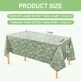 Preocea Wipe Clean Tablecloth, 152 x 213 cm Rectangular Oilcloth, Waterproof Oil-Proof Plastic Table Cloth, PVC Wipe Clean Table Cloth, Table Cover Protector for Kitchen Dining, Sage Green