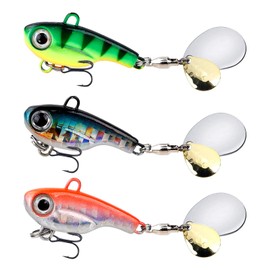 Balifly Spinner Baits 2-Ways Spinning Spoons Lures with Treble Hooks Micro Fishing Lures for Trout Bass Walleye Pike Topwater Fishing Gear 3pcs FS/YE-07(F1,1.46'',0.71oz)