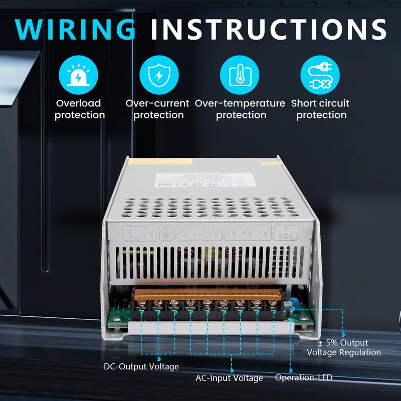 NUOWEIDE 24V 50A 1200W Power Supply Transformer, 110V AC to