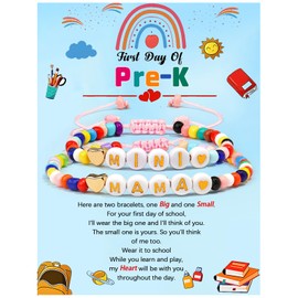 CXLDTE Back to School Gifts First Day of Preschool Pre K Bracelet Gift Mom Mother Daughter Mommy and Me Bracelets Back to School Essentials Stuff Decorations Deals for Girls Kids Daughter
