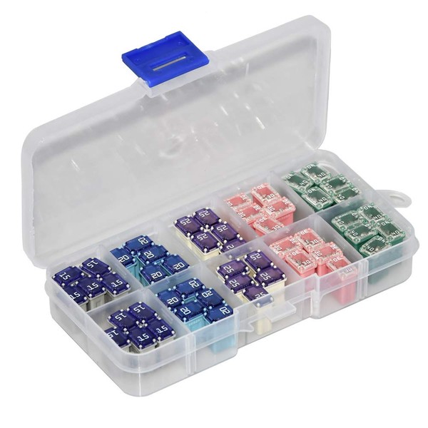 50 Pack Automotive MCASE Mini Box Shaped Cartridge Fuse Kit