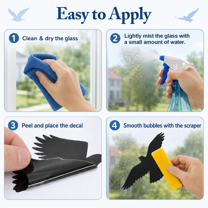 Qufiiry 37 Pack Anti-Collision Window Stickers for Birds, PVC Static