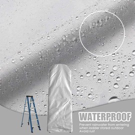 Gicov Folding Ladder Cover Outdoor Waterproof Protector for Ladder with Drawstring for Step Ladder Anti-UV Patio Garden Household Ladder Storage Bag Silver