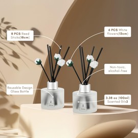 Brakula 2 Pack Reed Diffuser Set, Fresh Linen Scented, Home Fragrance with 14 Sticks Bathroom Decor, Reed diffusers for Home 6.76 fl oz (Fresh Linen)