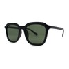 Mod Thin Plastic Hipster Rectangle Minimal Sunglasses Matte Black Green