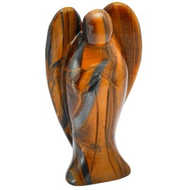 Nupuyai 7cm Tiger Eye Stone Statue Guardian Angel of Peace Crystal Ornament Indoor Decoration Healing Love Protection