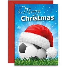 Merry Christmas Football Theme Card - Medium Sized Card (A5 Size -148mm x 210mm) with Envelope