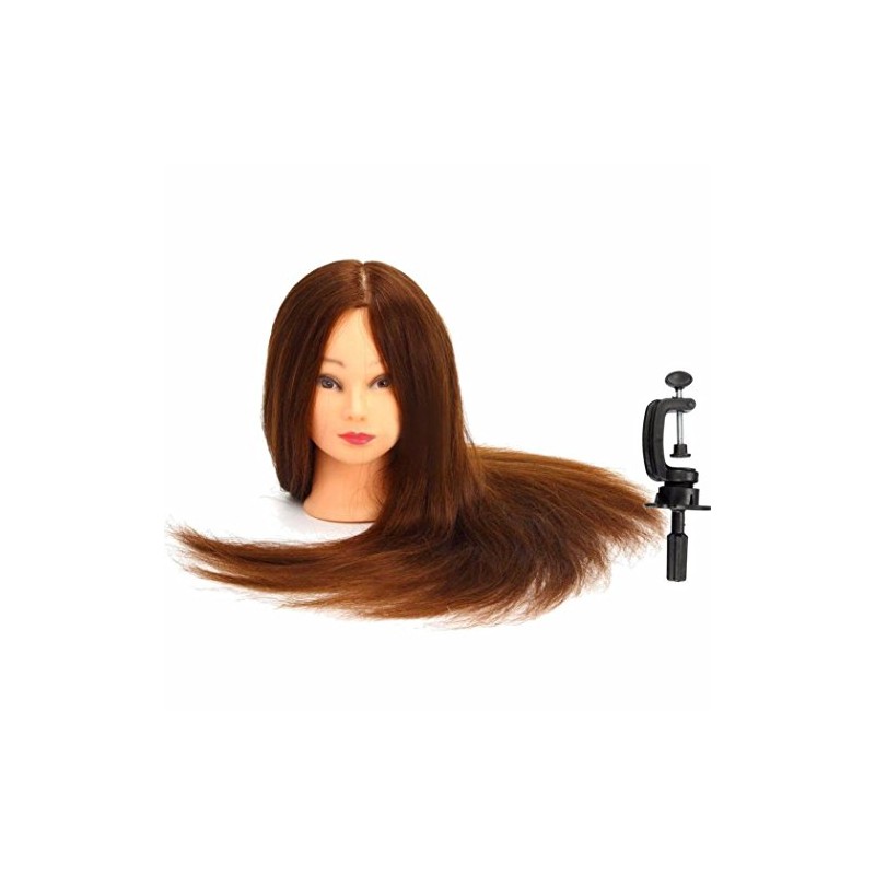 IAS Brown Synthetic Long Hair Hairdressers Training Head Dummy For
